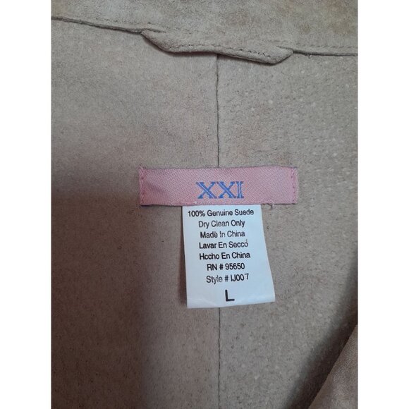 Womens Sz Large Genuine Suede Mid Length Western Trench Coat Pockets Light Tan - Picture 13 of 13